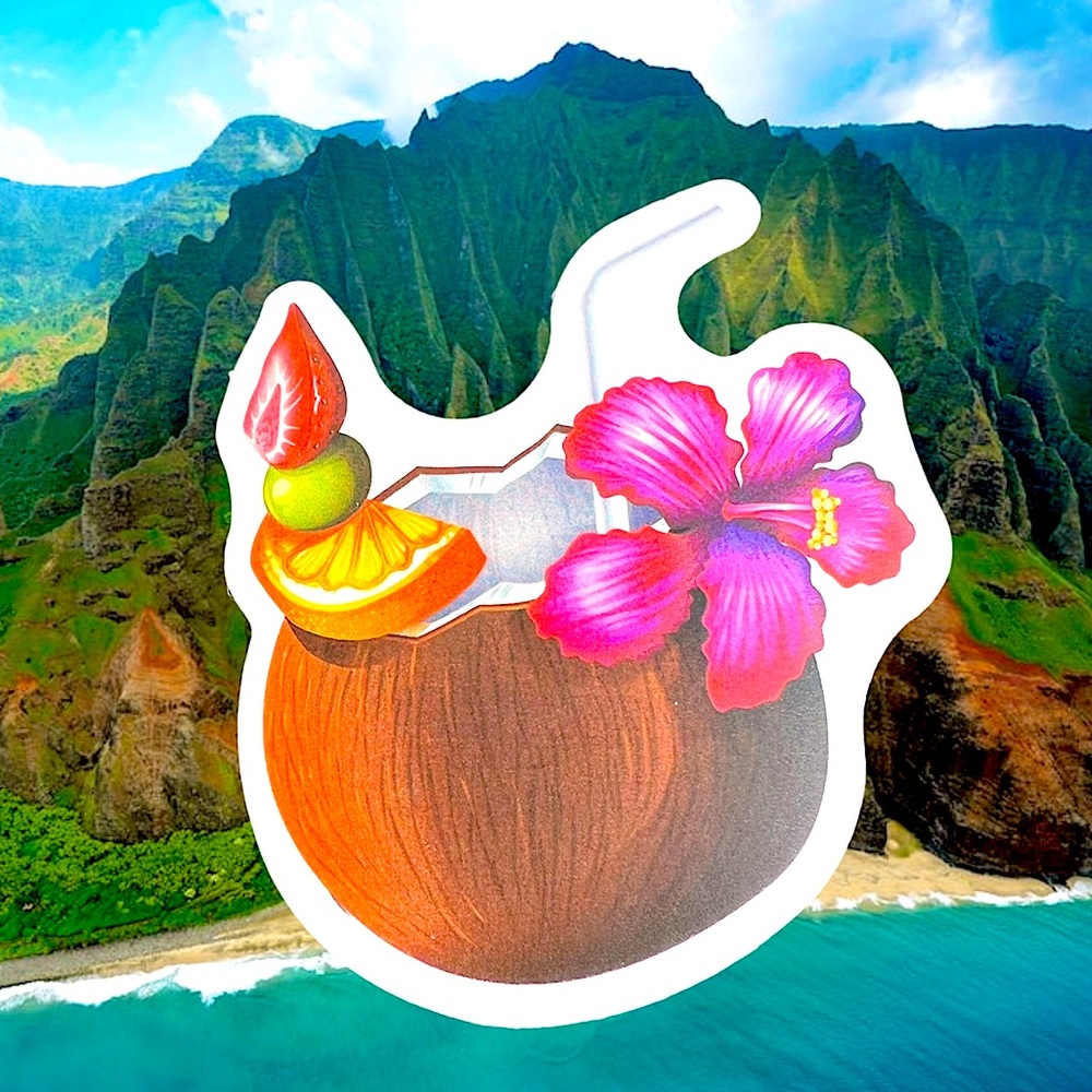 Coconut Hawaii Aloha State Ohana Shaka Travel 808 Samoa Love Deco Single Sticker